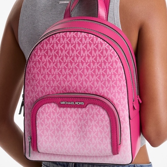 Michael Kors Jaycee Medium Ombré Signature Logo Backpack Dragonfruit - Picture 1 of 8